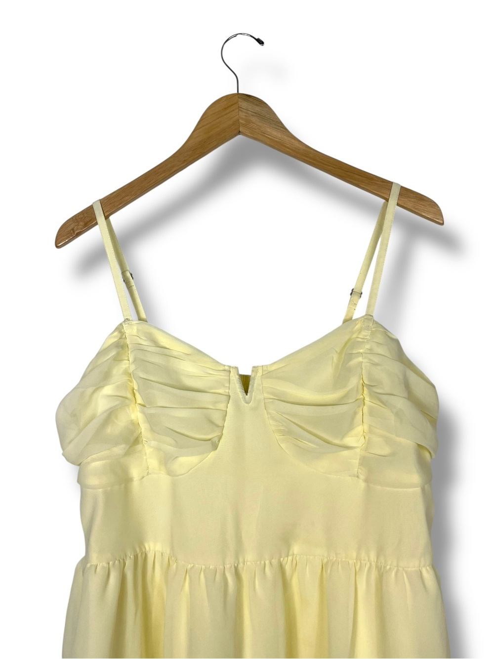 Hollister Yellow Corset Dress Mini XL Babydoll Ruched Back Adjustable Sundress - Picture 7 of 12